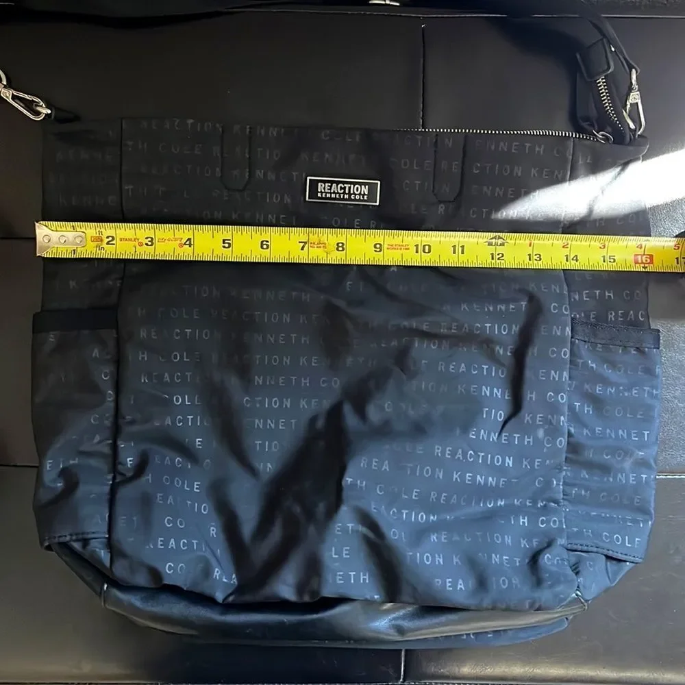 Kenneth Cole Reaction Black Purse Printed Brand Large Bag Adjustable Silver EUC‍ - Picture 11 of 14